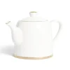 Théière 1L faïence blanc et doré Ø12xH15xm