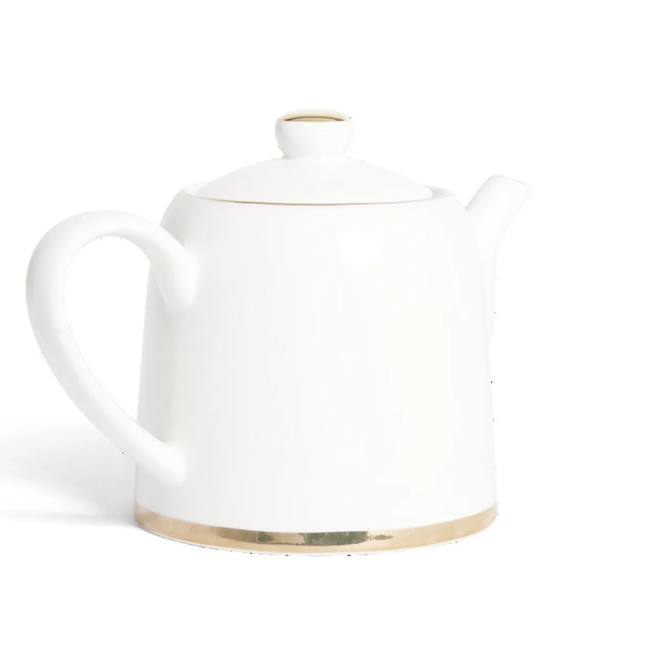 Théière 1L faïence blanc et doré Ø12xH15xm