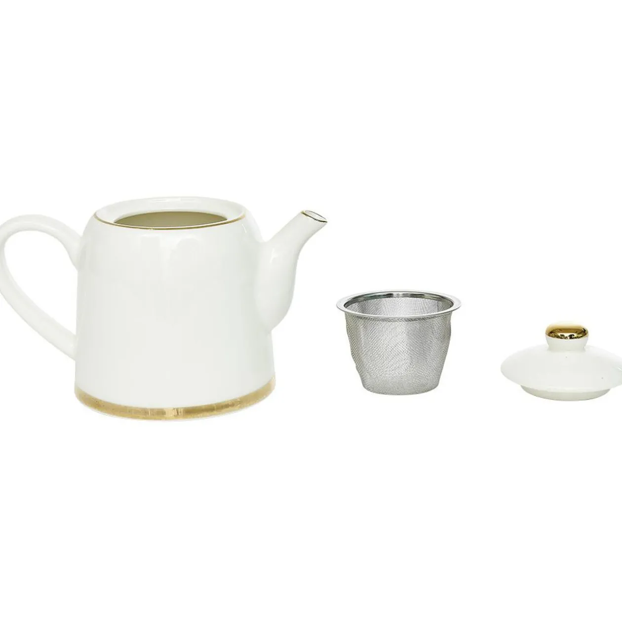 Théière 800ml blanche et dorée 20x12x15cm