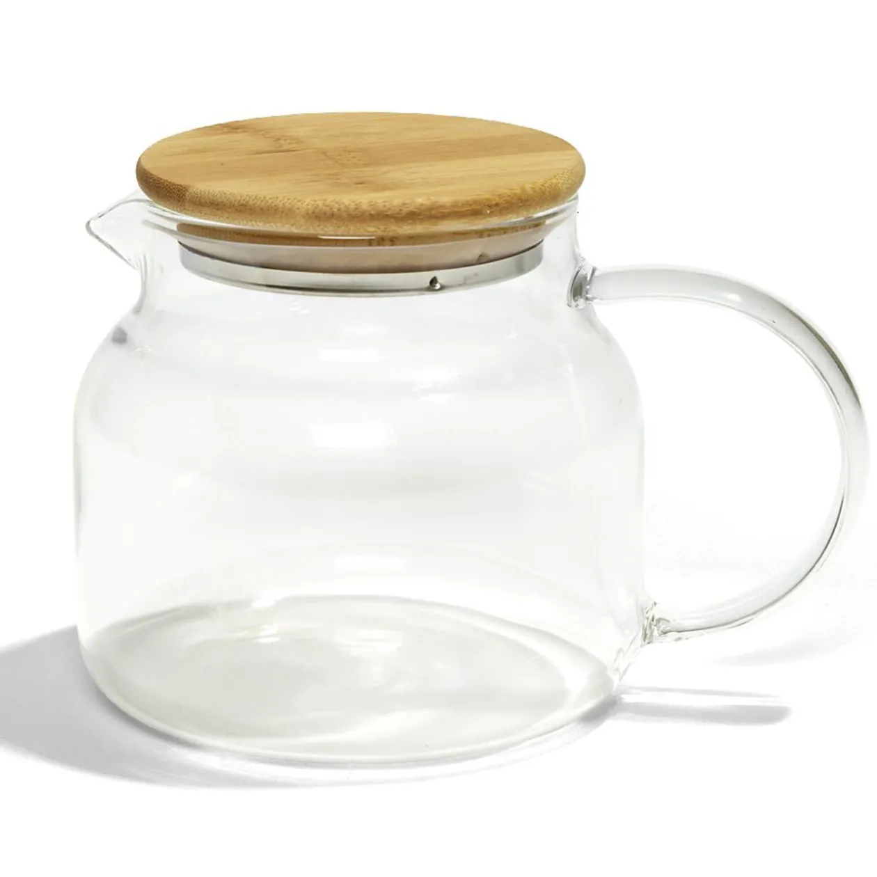 Théière transparente 640ml couvercle en bois