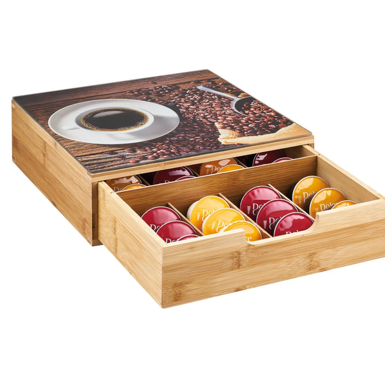 Tiroir à dosettes design graines de café