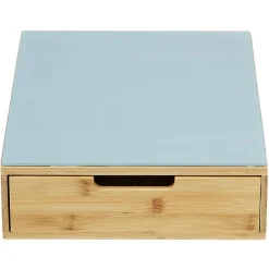 Tiroir à dosettes en bambou avec plateau en verre