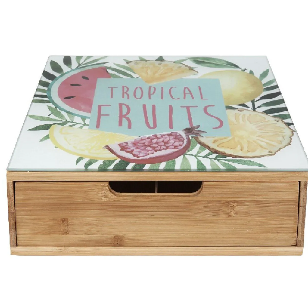 Tiroir toutes dosettes bambou motif fruits tropicaux