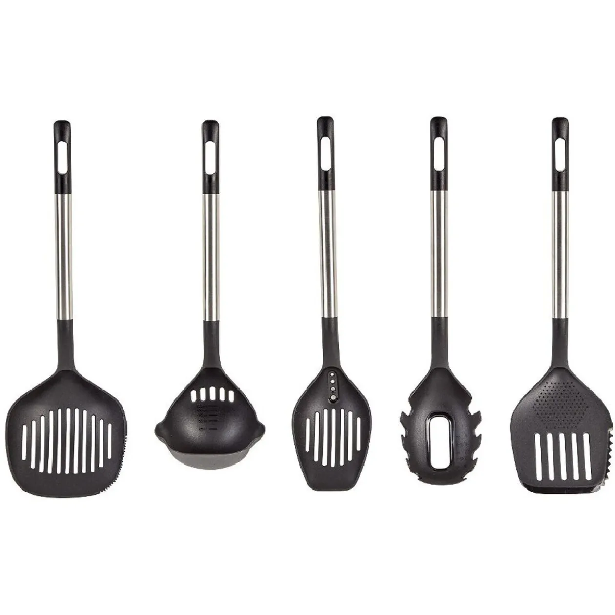 Ustensiles de cuisine x5 avec support noi et gris