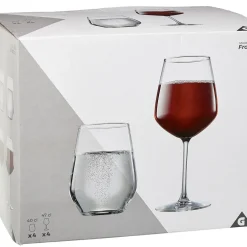 Verre à pied 47 cl x4 avec gobelet en verre 40 cl x4