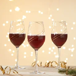 Verre à vin avec ruban doré x4