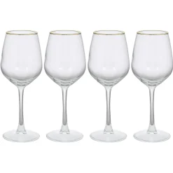 Verre à vin transparent avec liseré doré x4