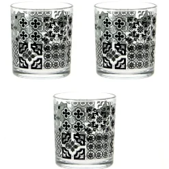 Verre bas motif carreaux de ciment x 3