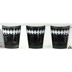 Verre bas motif graphique noir gris x 3