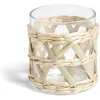 Verre bas transparent avec raphia Ø8xH9cm