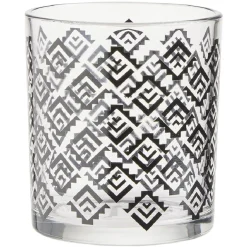 Verre bas transparent motif ethnique noir 25cl x2