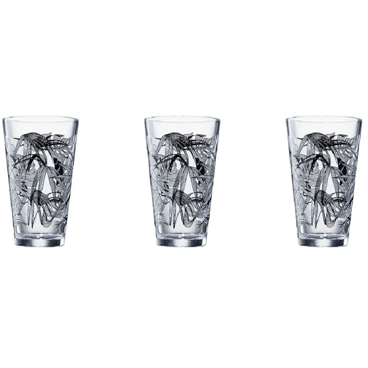 Verre conique bas motif feuillage 32,5 cl x3