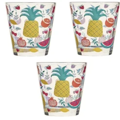 Verre gobelet transparent déco fruits exotiques x 3