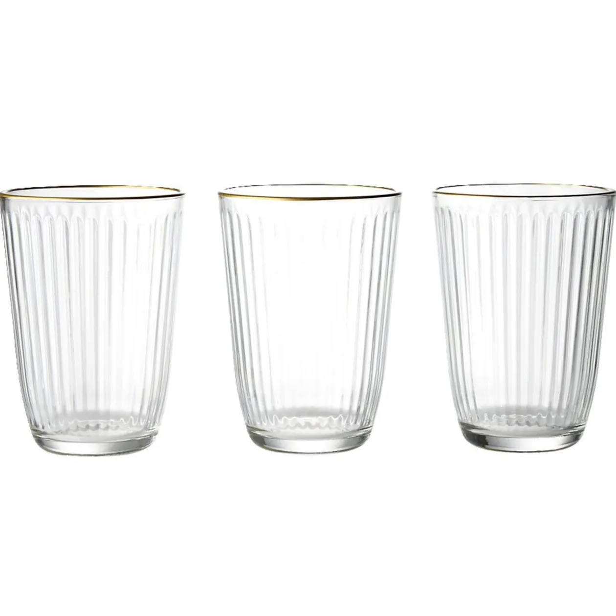 Verre haut strié bord doré 39,5cl Ø8,5cm H12cm