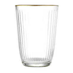 Verre haut strié bord doré 39,5cl Ø8,5cm H12cm