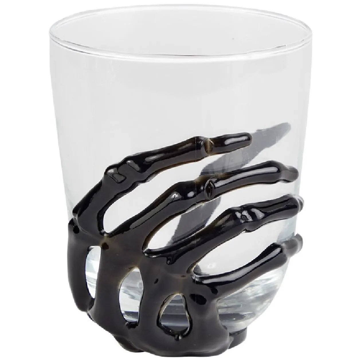 Verre main squelette Halloween noir transparent