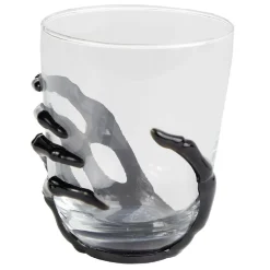 Verre main squelette Halloween noir transparent