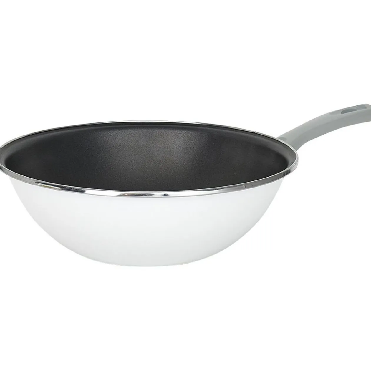 Wok acier émaillé noir et blanc Ø28cm