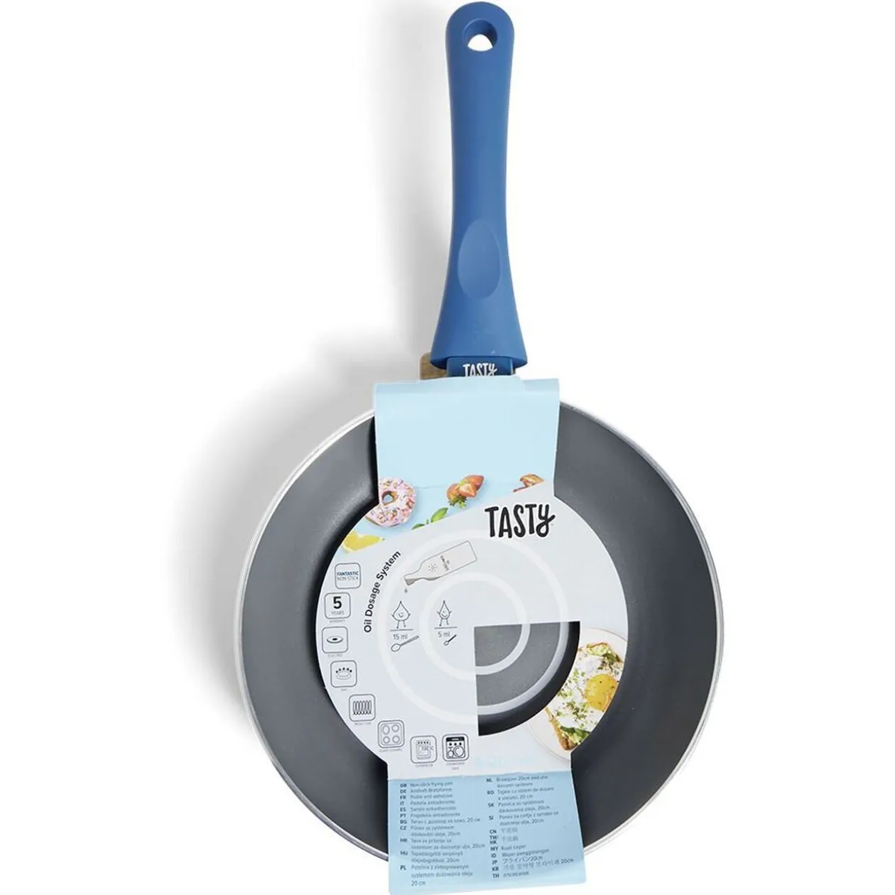 Wok tous feux Ø28cm aluminium gris et bleu